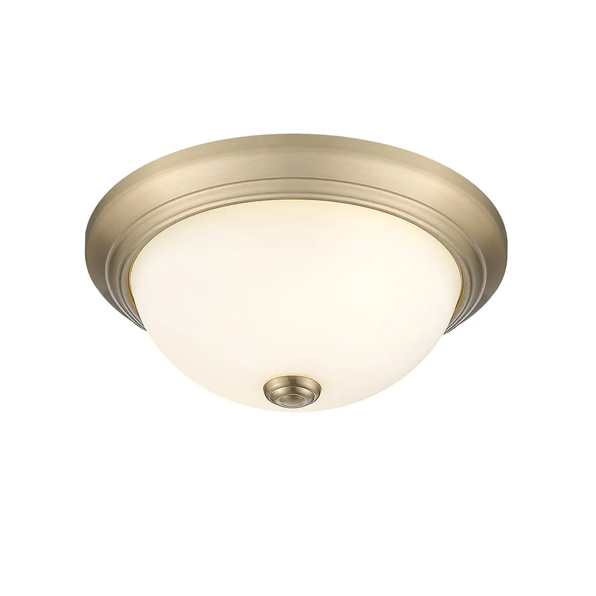 Flush Mount Fixture - Modern Gold - Etched White Glass - 13in. Diameter - E26 Medium Base