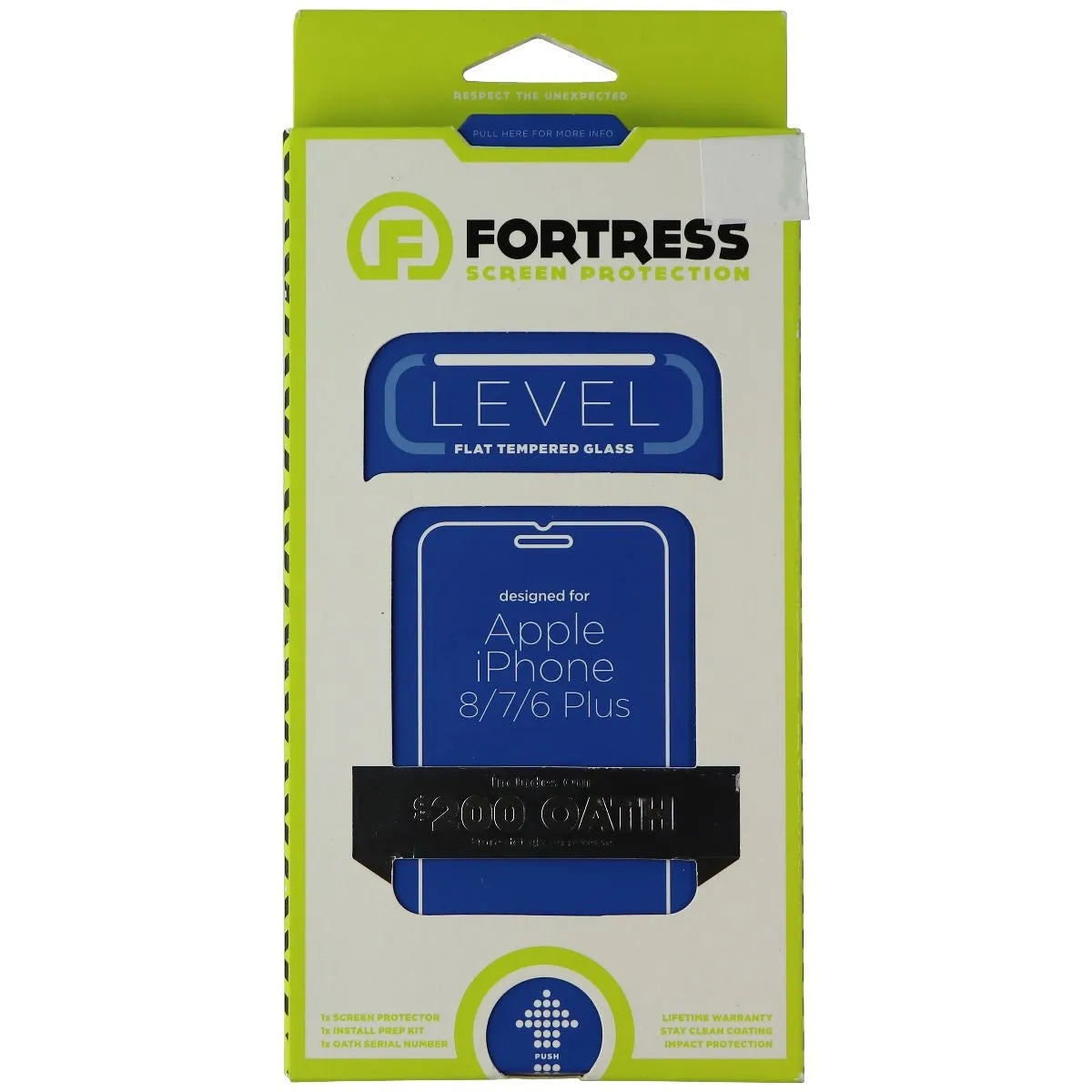 Fortress LEVEL Flat Tempered Glass for Apple iPhone 8 Plus/7 Plus/6s Plus