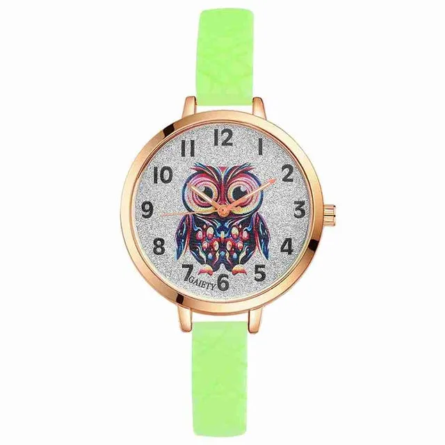 Gaiety Quartz Wrist Watch Women Fashion Silicone Strap Owl Dial Analog Sports Women Watch Female Classic Jewelry Black G286