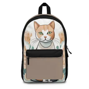 Green-Eyed Tabby Cat, Backpack with Computer Pocket and Padded Back