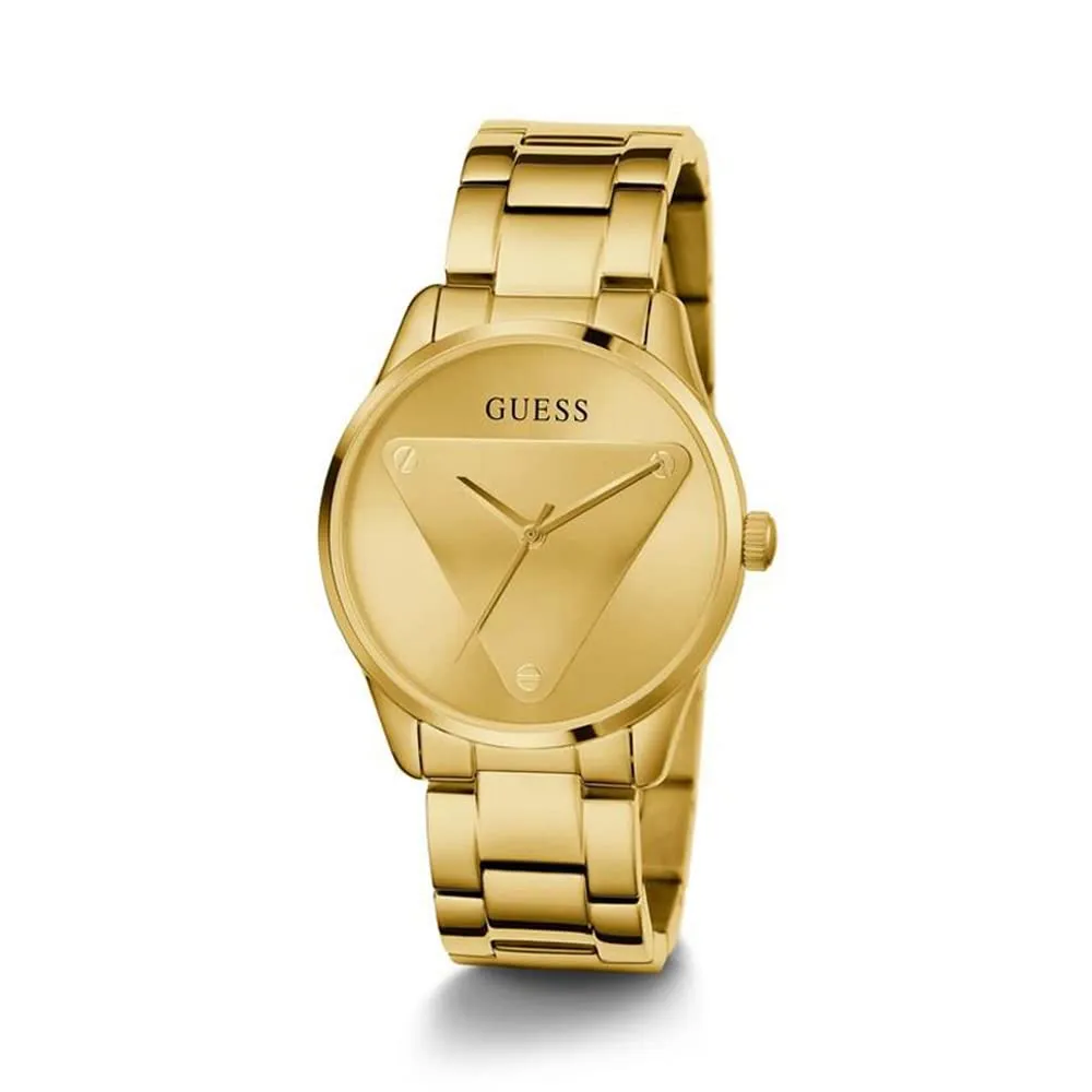 GUESS Womens 18 mm Emblem Champagne Dial Stainless Steel Analog Watch - GW0485L1