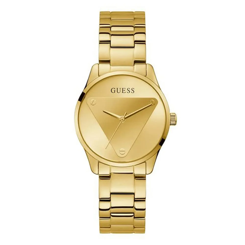 GUESS Womens 18 mm Emblem Champagne Dial Stainless Steel Analog Watch - GW0485L1