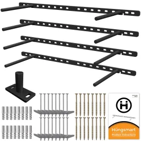 Hungsmart Set of 4 Heavy Duty Floating Shelf Brackets 8 Inch Rod Black