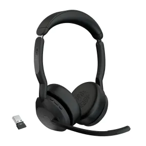 Jabra Evolve2 55 Uc Stereo - Headset - On-Ear - Bluetooth - Wireless - Active Noise Cancelling - Usb-A - Black - Optimis