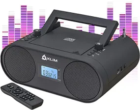 KLIM Boombox CD Player Audio System AM/FM Radio with CD Player MP3 Bluetooth AUX USB