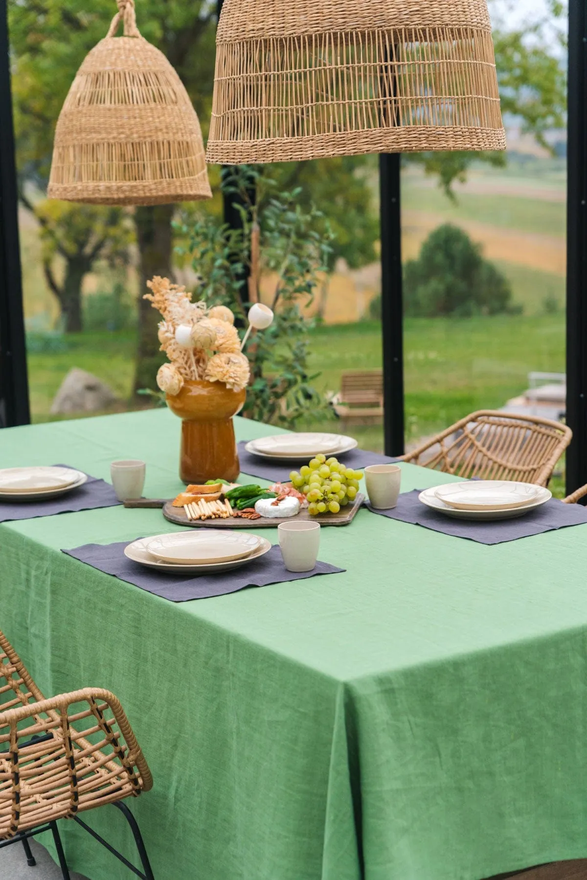 Linen Tablecloth Matcha Green