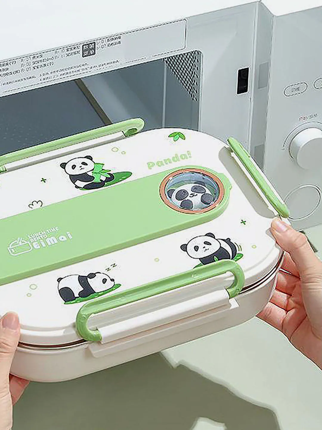 Little Surprise Box 2D Panda Stainless Steel Lunch Box /Tiffin with Insulated Matching Lunch Bag.