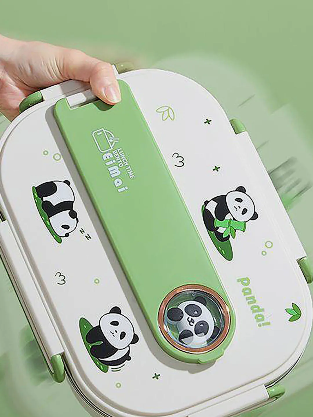 Little Surprise Box 2D Panda Stainless Steel Lunch Box /Tiffin with Insulated Matching Lunch Bag.