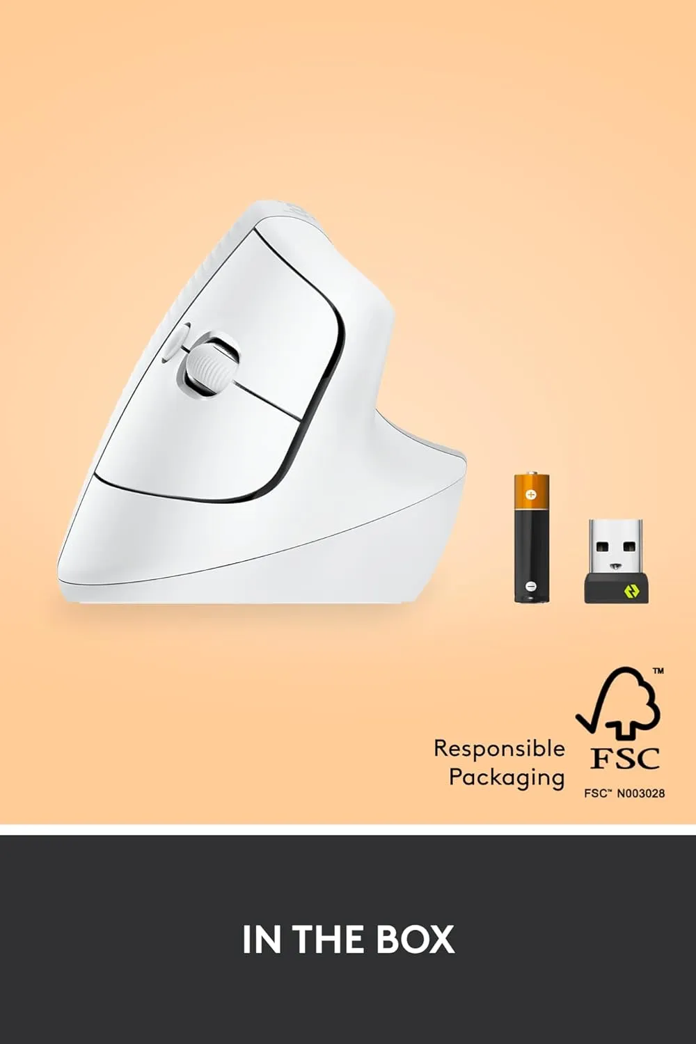 Logitech Lift for Mac Wireless Mouse 人體工學垂直滑鼠 - Pearl White 珍珠白色 910-006470 原裝行貨