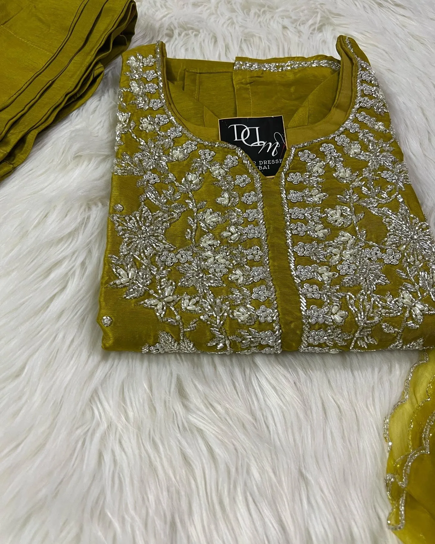 Maslin Designer Embroidery with Zardosi Yellow