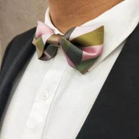 Men's Forest Green & Pink Double Layered Bow Tie