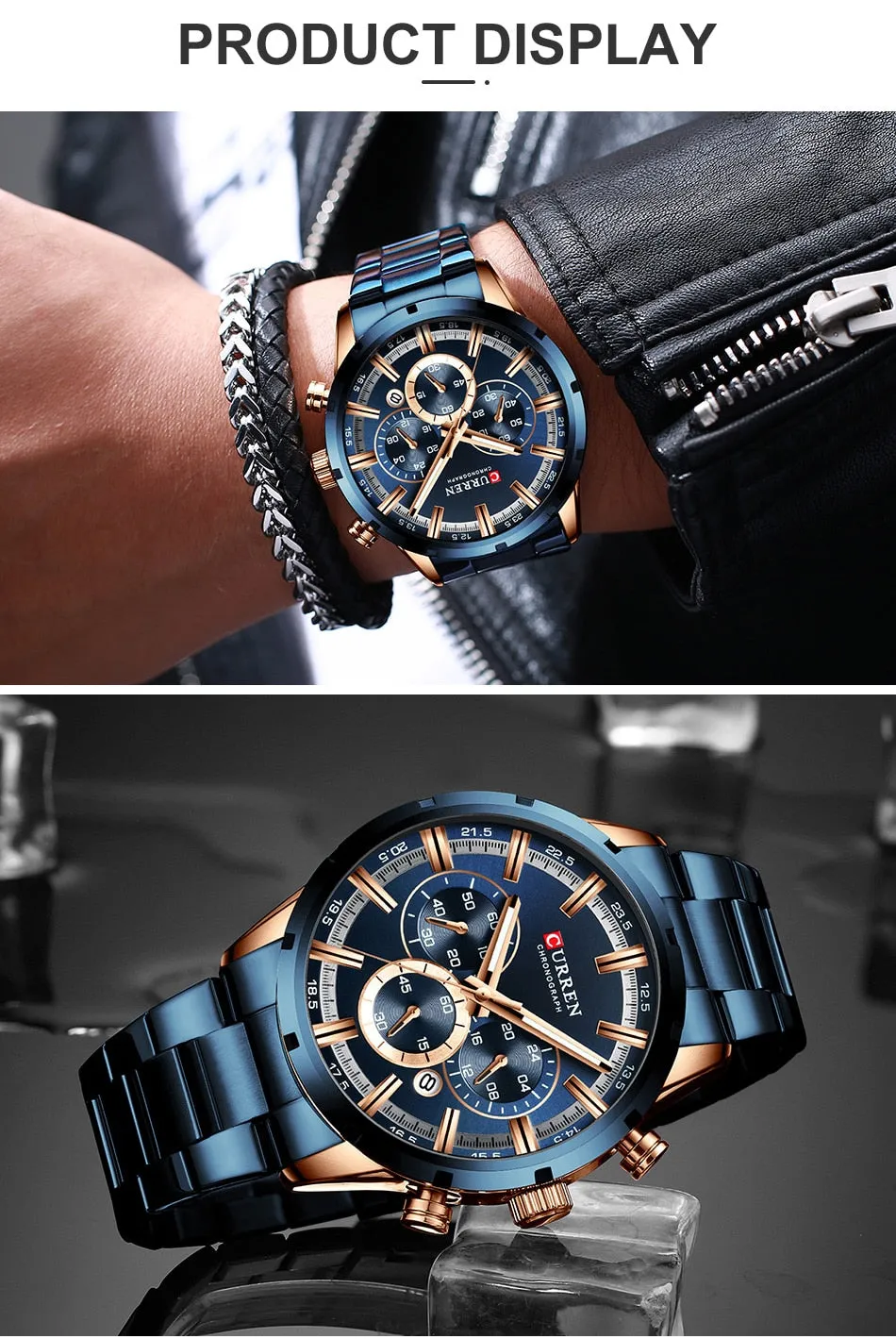 Men's Watch Luxury Sports Quartz Watches Full Steel Waterproof Chronograph Wristwatch