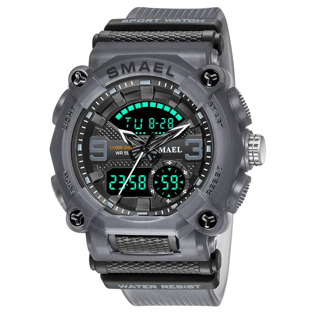 Military Waches Digtal LED Waterproof Men Sports Watch Male Clock 8052 Shock Army Watch Men Sporty  Dual Display Wristwatch