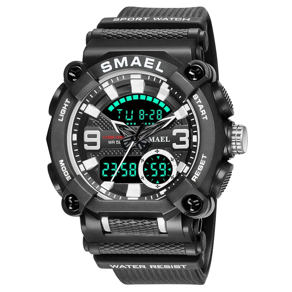 Military Waches Digtal LED Waterproof Men Sports Watch Male Clock 8052 Shock Army Watch Men Sporty  Dual Display Wristwatch