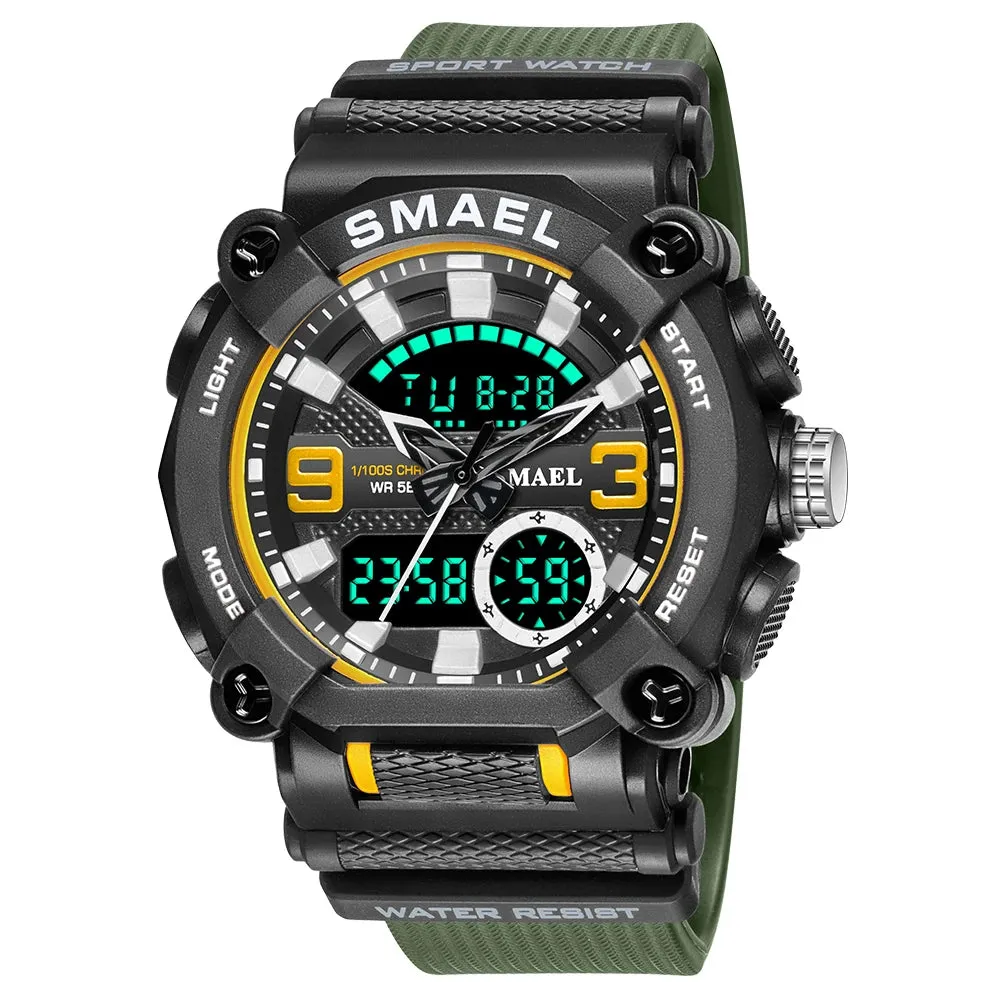 Military Waches Digtal LED Waterproof Men Sports Watch Male Clock 8052 Shock Army Watch Men Sporty  Dual Display Wristwatch