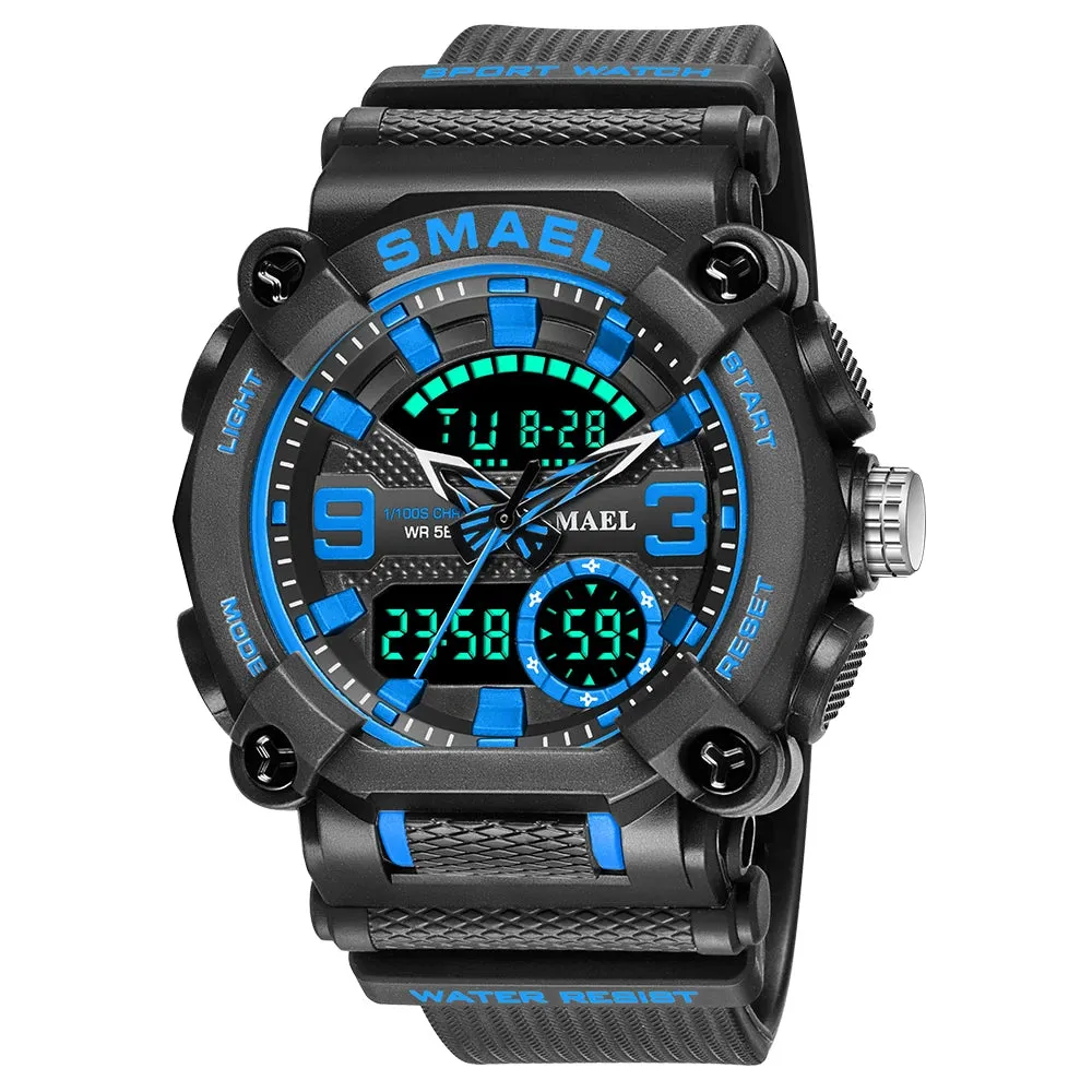 Military Waches Digtal LED Waterproof Men Sports Watch Male Clock 8052 Shock Army Watch Men Sporty  Dual Display Wristwatch