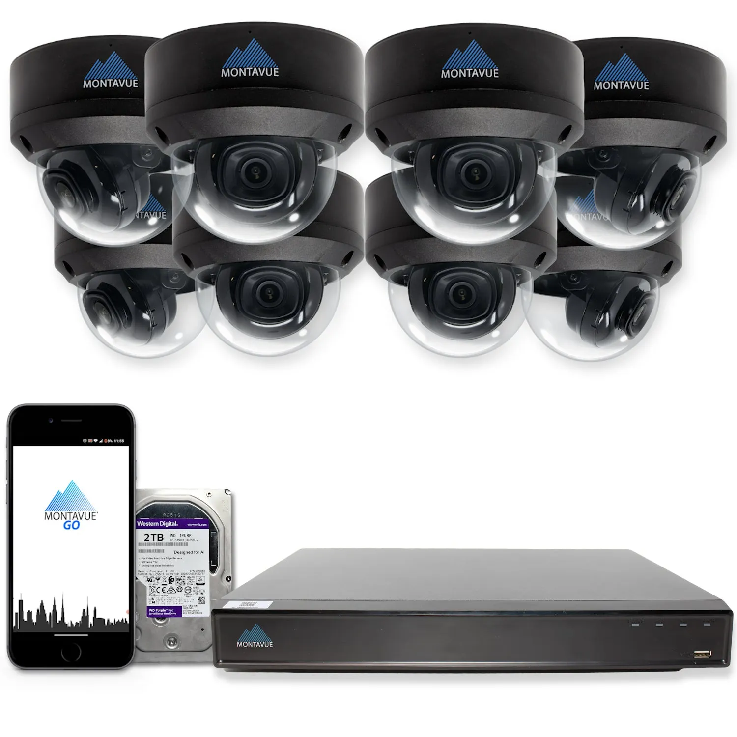 MTD8108-X Package | 8MP 4K SMD 4.0 Dome Cameras and 8 Channel NVR with 2TB HDD