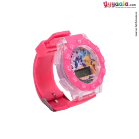 My little pony analog digital watch with led lights & music for kids - pink strap with cartoon print, 2   years