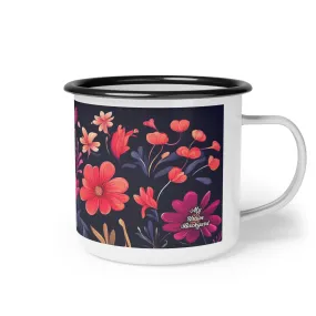 Night Blooming Wildflowers, Enamel Camping Mug for Coffee, Tea, Cocoa, or Cereal - 12oz