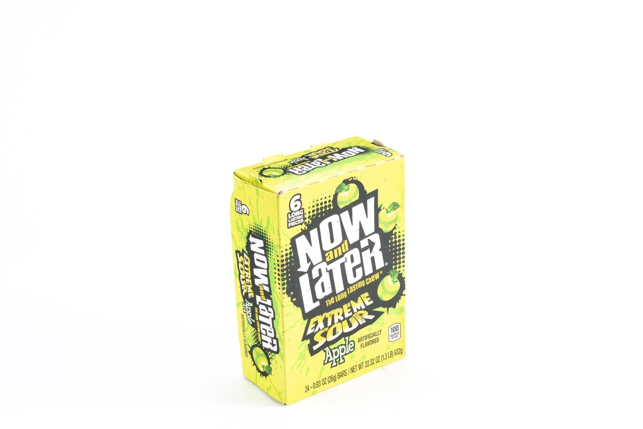 Now and Later Extreme Sour Apple Chewy Candy Bulk Box (0.93 oz, 24 ct.)