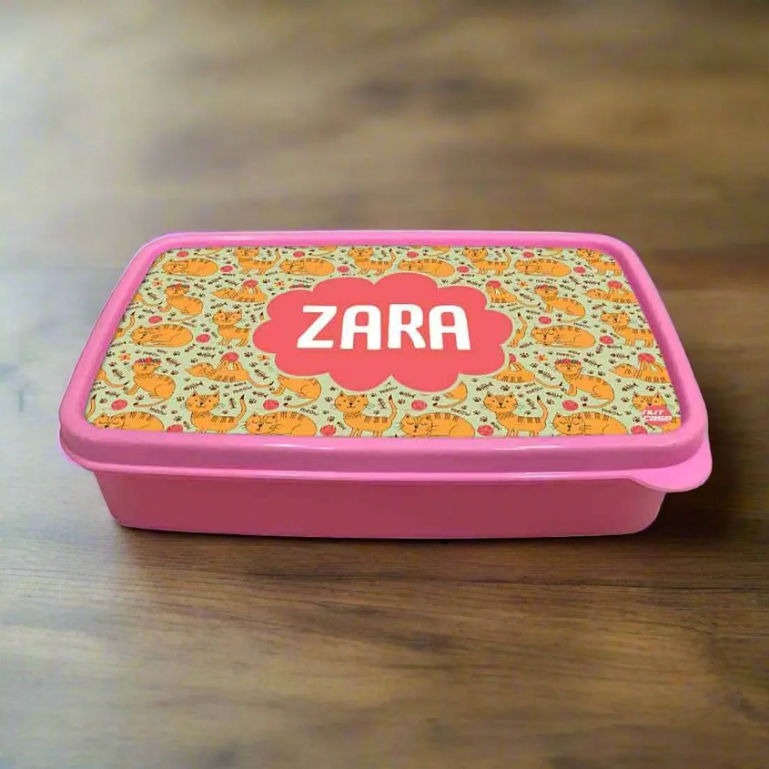 Personalized Snack Box for Kids Plastic Lunch Box for Girls -Yellow Kitty Cat