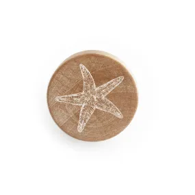 Pomello in Legno con Disegno Starfish in Rilievo