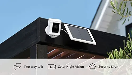 Ring Spotlight Cam Plus, Solar | Two-Way Talk, Color Night Vision, and Security Siren (2022 release) - White