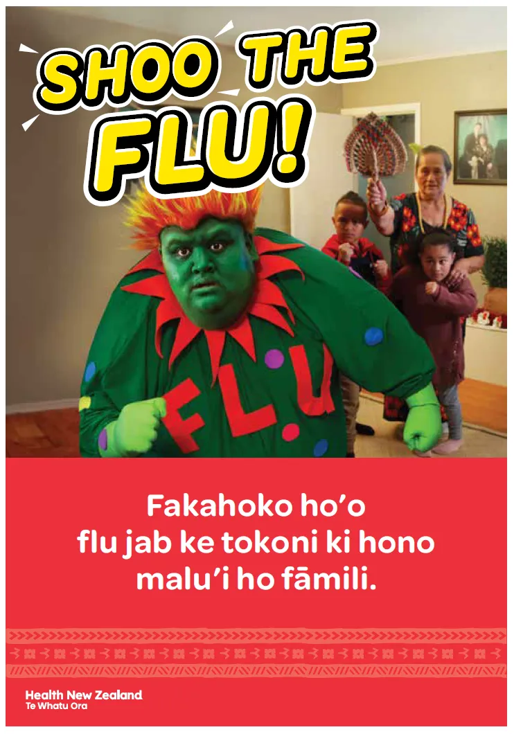 Shoo the Flu flyer - Pacific design - Tongan version - NIP8932