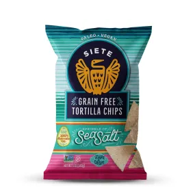 Siete Sea Salt Grain Free Tortilla Chips 5 Oz Gluten and Dairy Free Snack