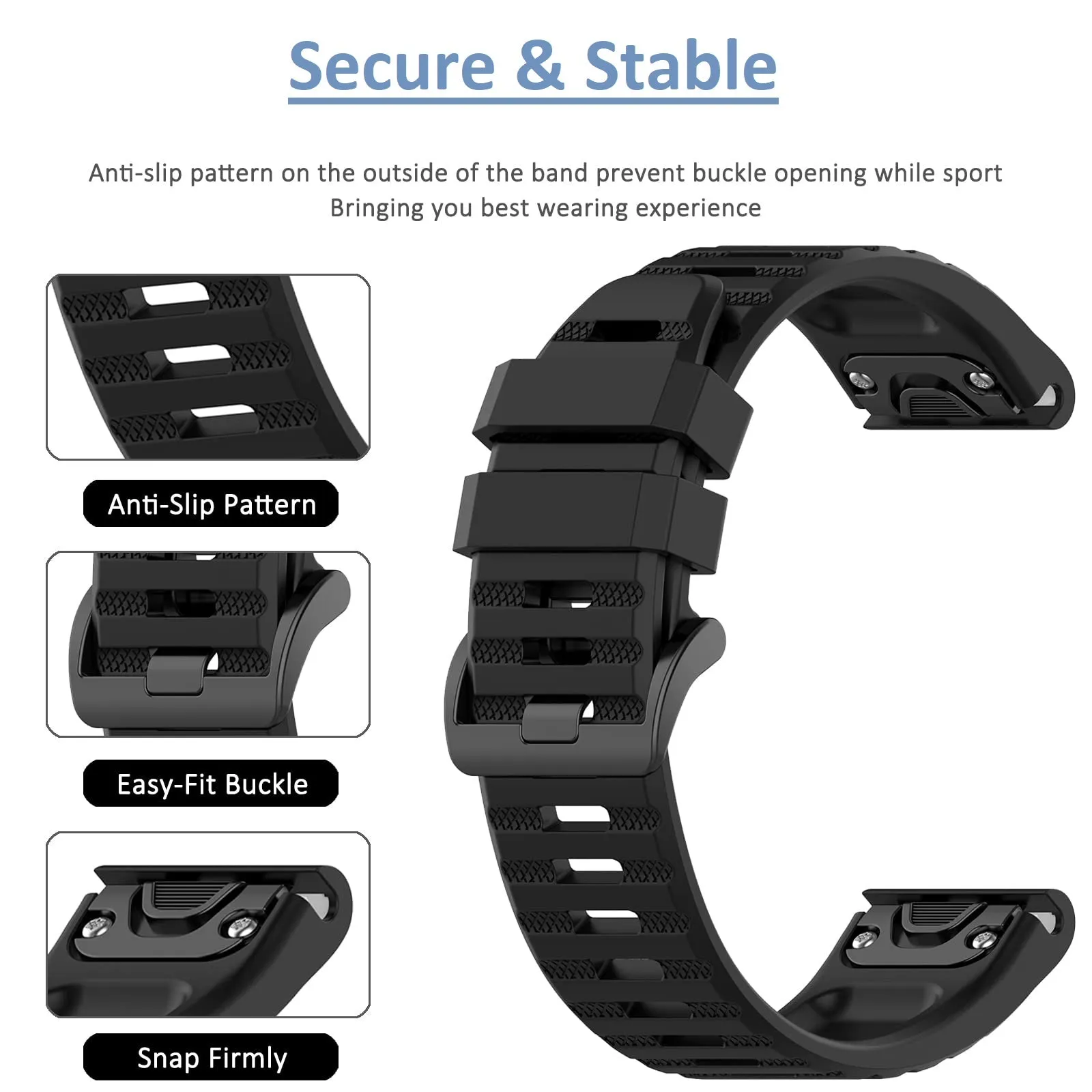 Silicone Bands For Garmin Fenix 7X | Fenix 6X | Fenix 5X | Fenix 5P | 5 Plus | Fenix 6X Pro | Fenix 3 - White