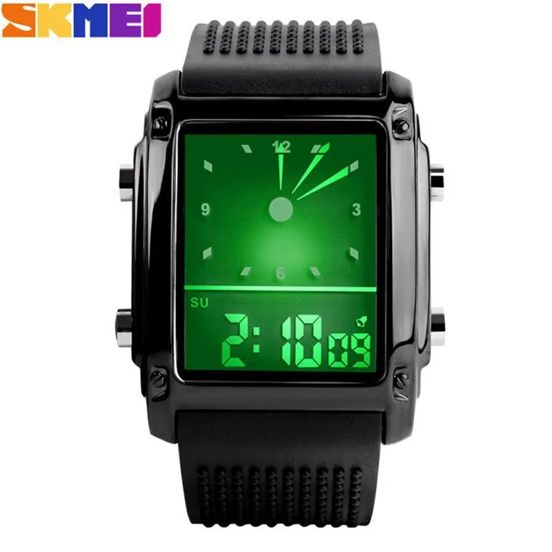 Skmei Fashion Men Sports Watches Dual Time Digital Quartz 30m Waterproof LED Colorful backlight Casual Dress Wrist watch