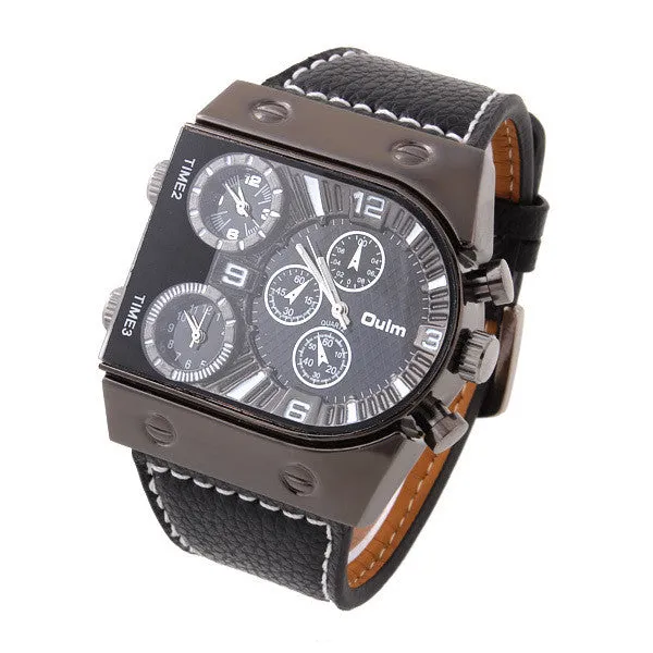 Sports Watch Multiple Time Zone quartz Watch Boat nails military watches men's wristwatches sub-dials decoration