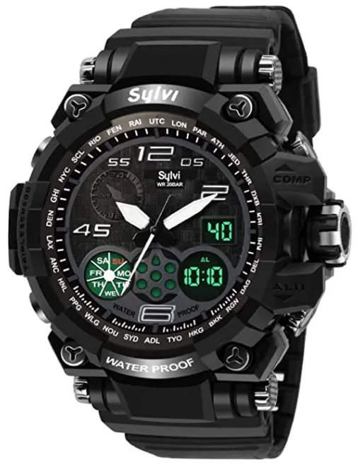 Sylvi Multi-Function Premium Chronograph Waterproof Sports Look Analog-Digital Watch