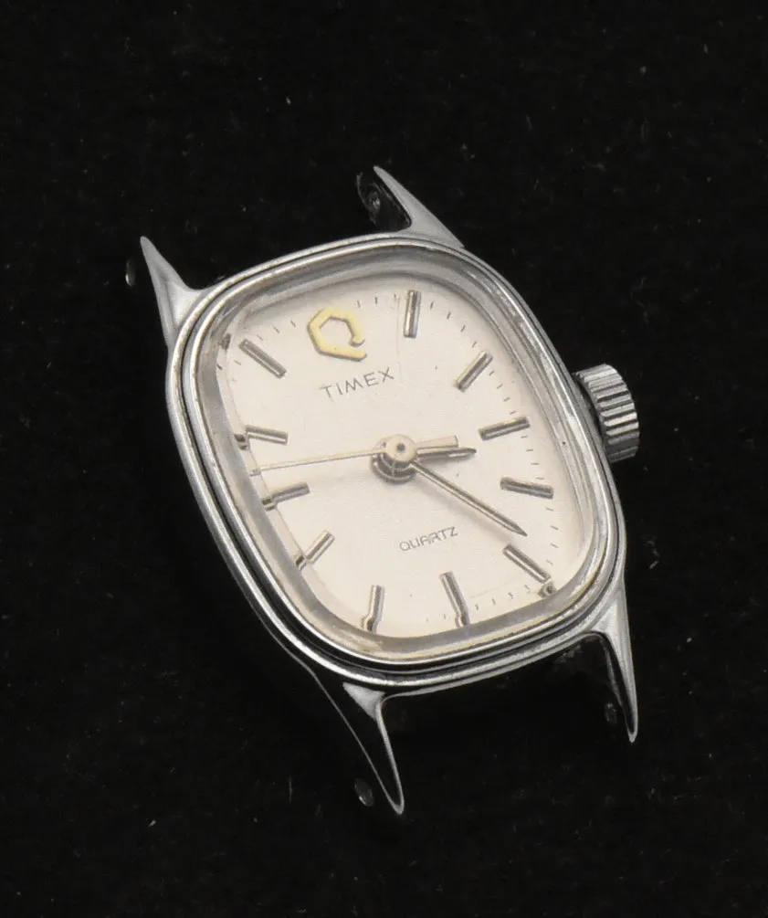 Timex - Vintage Silver Tone Metal Analog Quartz Movement Watch Face - MISSING BACK