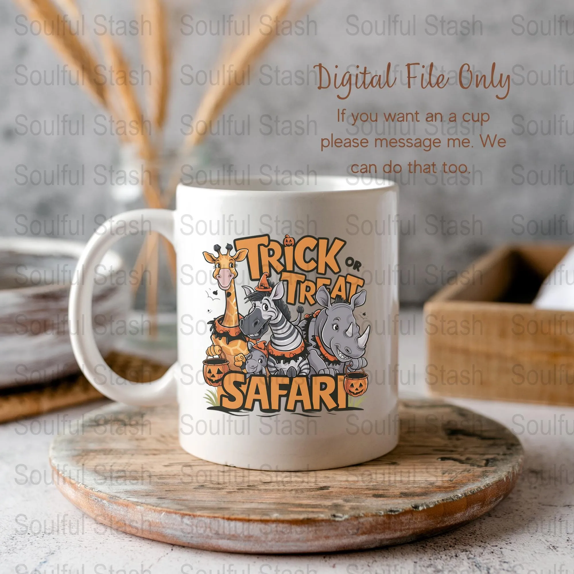 Trick or Treat Safari Digital Art, Halloween Kids Animal Print, Downloadable Zoo Safari Animals, Halloween Sublimation PNG