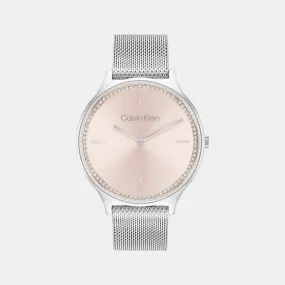 Women Quartz Analog Pink Dial Mesh Watch 25100004